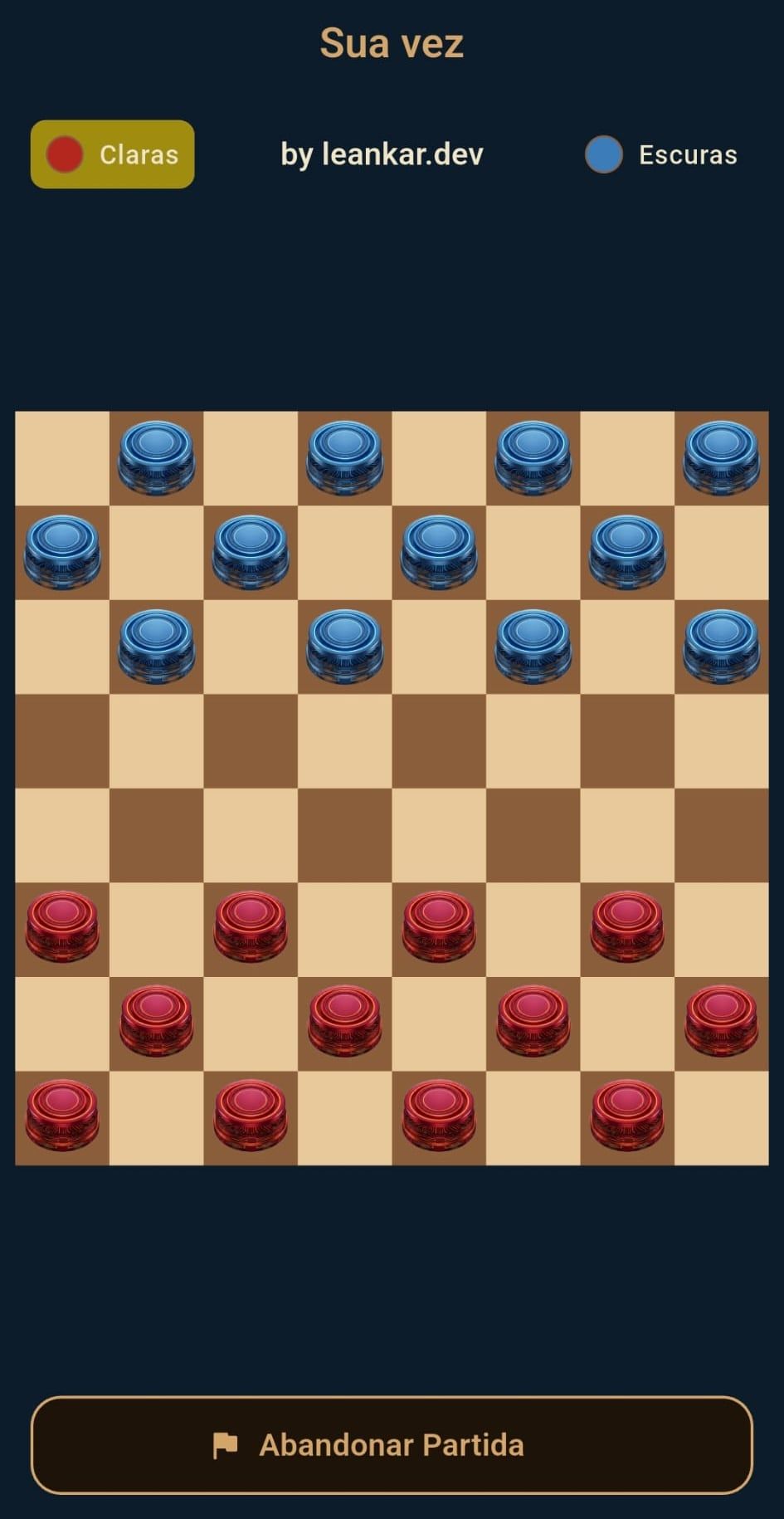 Partie en cours, avec le plateau en position initiale et l’indication « À vous de jouer ».